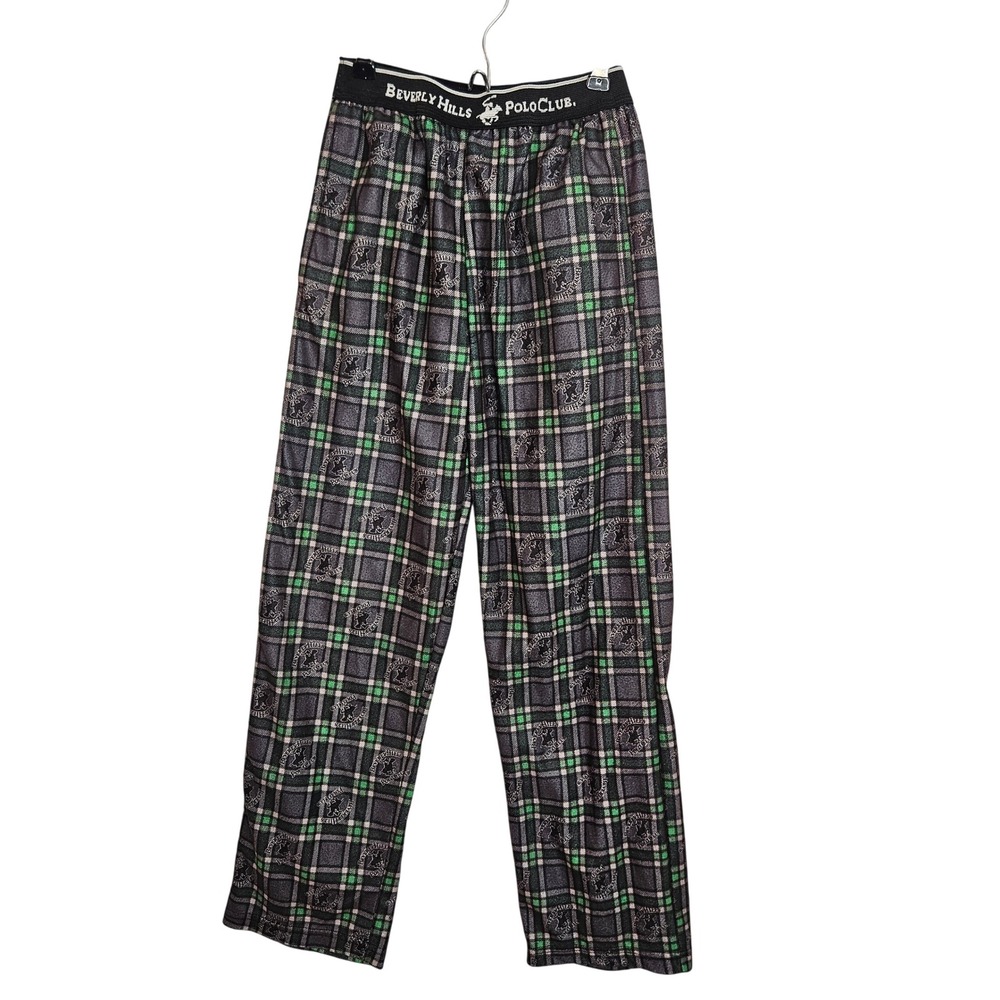 Beverly Hills Polo Club Kids Pajama Pants Gray Green Plaid Size 12/14 B45201-06
